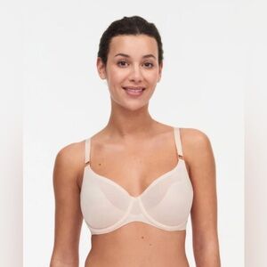 CHANTELLE Sz 36G Bra Partly Sheer Purelight Seamless in Golden Beige NEW w/ TAG
